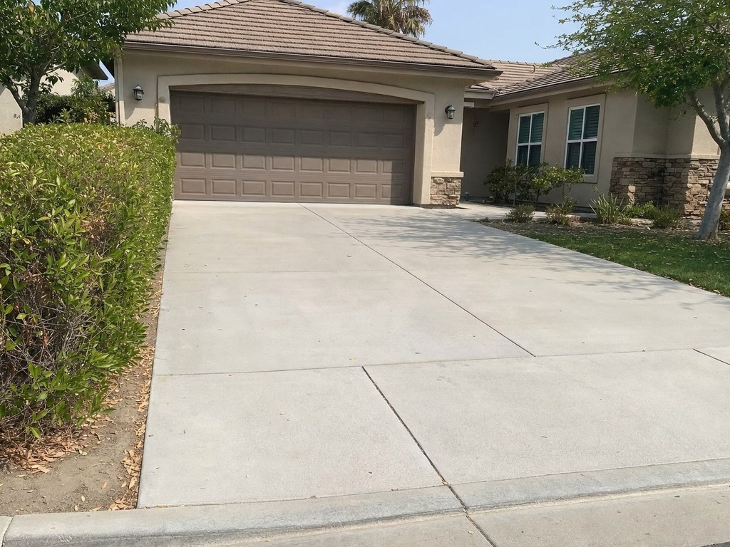 Finished residential concrete driveway at a Stockton home